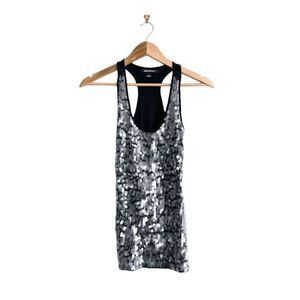 Impress Womens Tank Top Sequin Racerback Tunic Clear Black Size Small